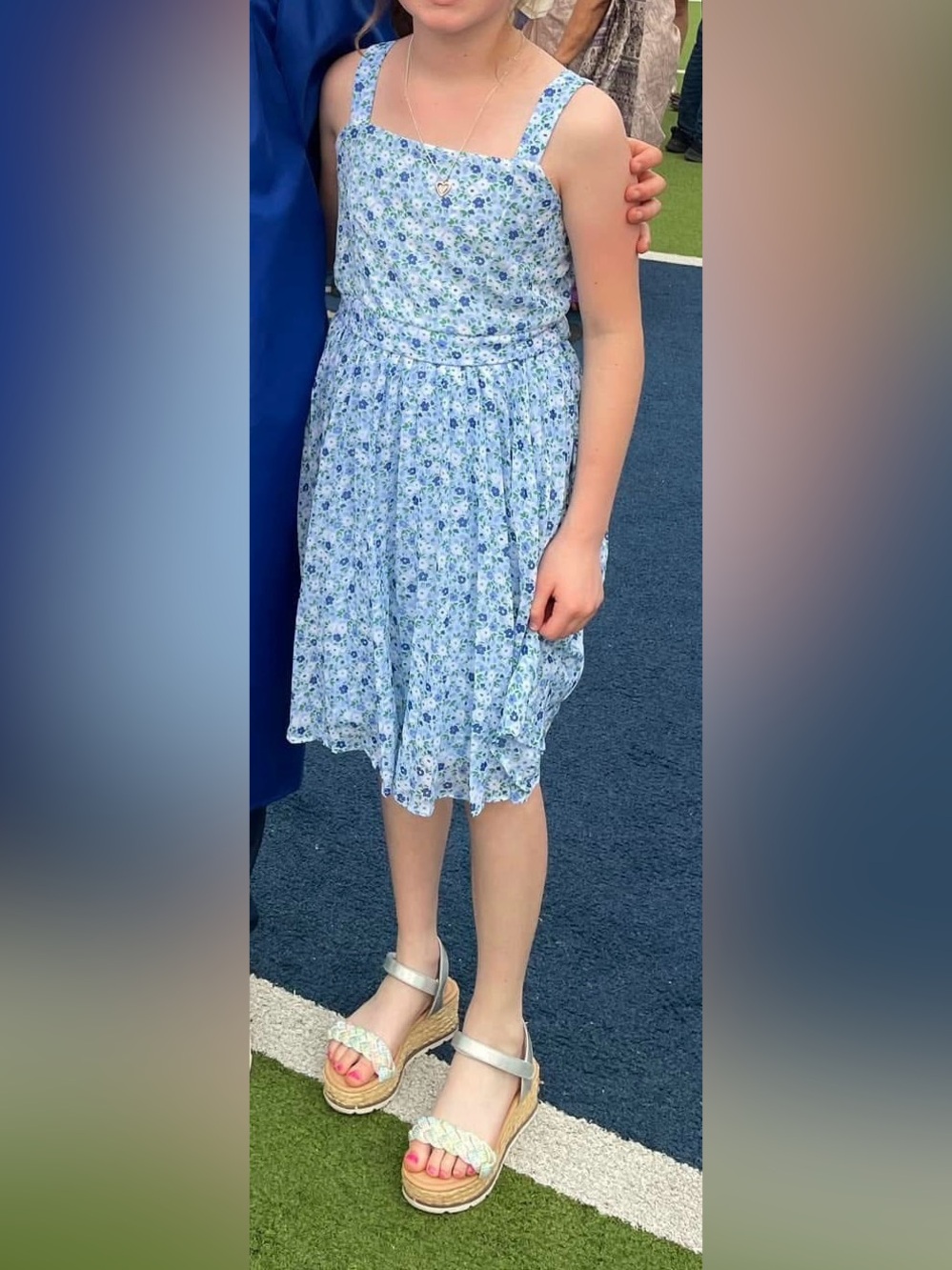 Three Hearts Blue and White Floral Sundress for Girls